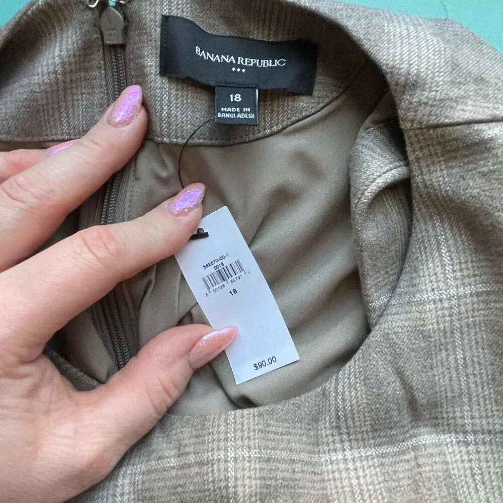 Banana Republic Plaid Sleeveless Shift Mini Dress size 18 NWT - Picture 2 of 6